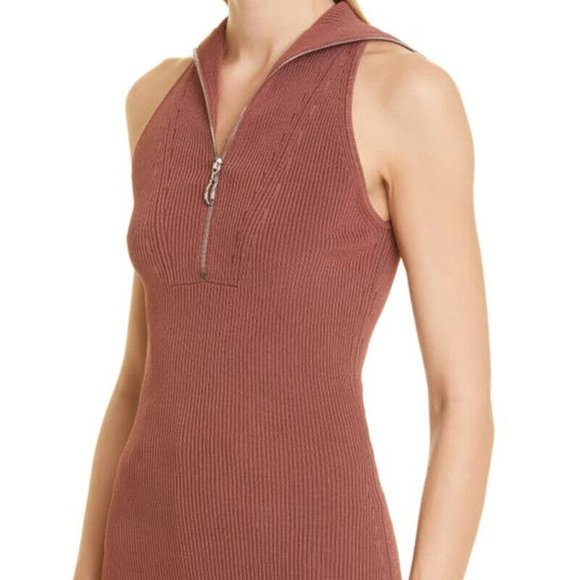 ET OCHS Emily Knit Zipper Top Ribbed Polo Tank Clay Brown Half Zip $695 Large - Picture 16 of 16